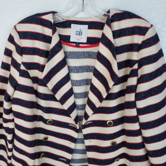 CAbi Collection Tweed Striped Nautical Blazer size 6 Sailor Preppy Pinup Twee - Picture 5 of 16
